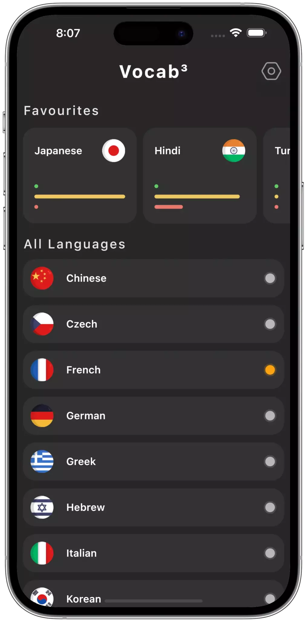 Mobile app dashboard showing calendar date 'Wednesday 23 August', progress at '55%', tasks icons, and two study decks for 'Japanese Vocab' and 'Spanish Tree and Plants'.